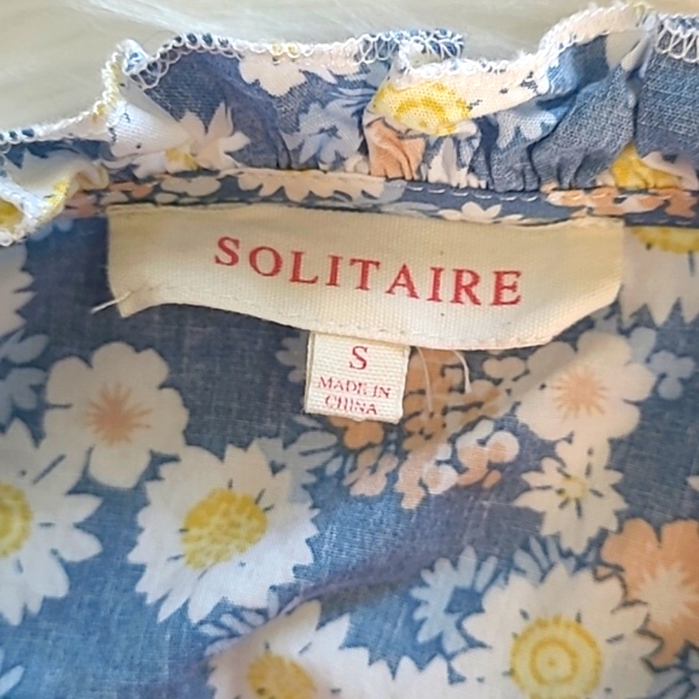Anthropologie Solitaire Laura Peasant Floral Daisy Cottagecore Top Blouse Sz S - Picture 15 of 16